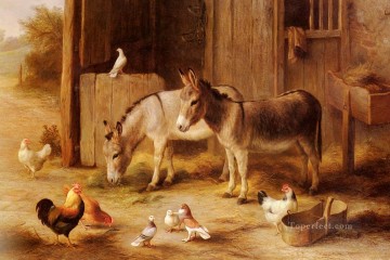 エドガー・ハント Painting - ファームヤード・フレンズの家禽家畜舎 エドガー・ハント